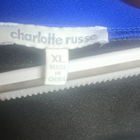 Charlotte Russe Womens XL Colorblock Bodycon Dress Blue White Black Zip - Picture 6 of 7